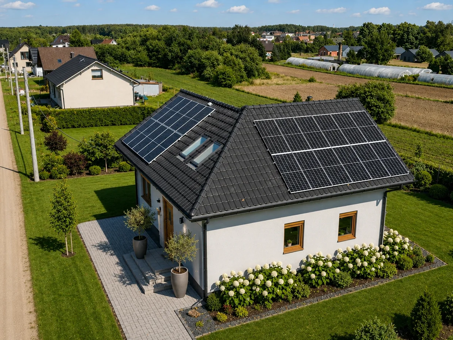 Dom szkieletowy Pilchowice, budynek z poddaszem, 133 m2 - wizualizacja elewacji frontowej
