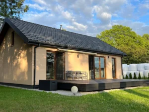 Dom szkieletowy MDDOM 70, budynek parterowy, 71 m2 - wizualizacja elewacji frontowej
